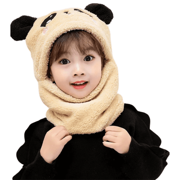 Adorable Panda Hat and Scarf One Piece Set Beige for Toddlers