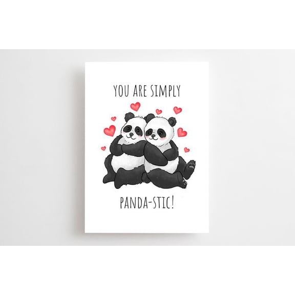 Adorable Panda Love Card – "You Are Simply Panda-stic!" – Cute Couple Design with Hearts – Perfect for Love Notes, Anniversaries, Birthdays, or Just Because
