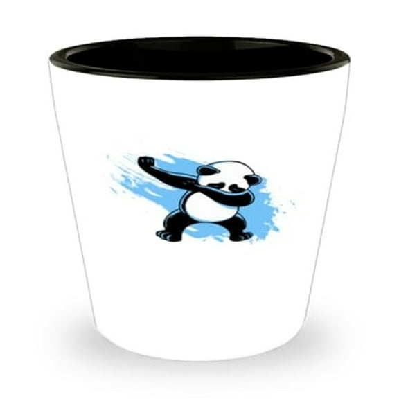 Adorable Panda Shot Glass, Dabbing Wildlife Design, Unique Mini Glassware Gift for Animal Lovers, 1.5oz White Cup Parties and Special