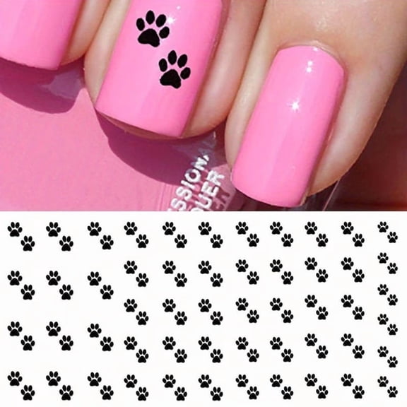 Adorable Paw Print Nail Art Stickers - 2 Pack Waterproof Decals for Creative Nail Designs