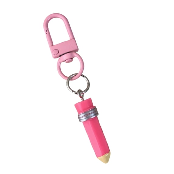 Cute Pencil Keychain Charm Sweet Design Plastic Resin Key Ring Hanging Decoration For Girls Gift Bag Accessory