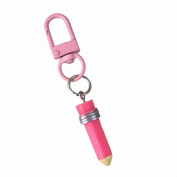Cute Pencil Keychain Charm Sweet Design Plastic Resin Key Ring Hanging Decoration For Girls Gift Bag Accessory