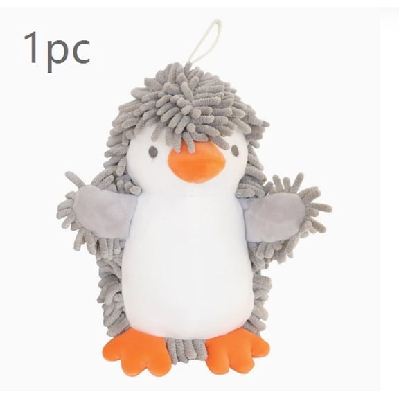 Adorable Penguin Cartoon Animal Hand Wiping Doll - Soft Plush Toy & Absorbent Towel for Kids