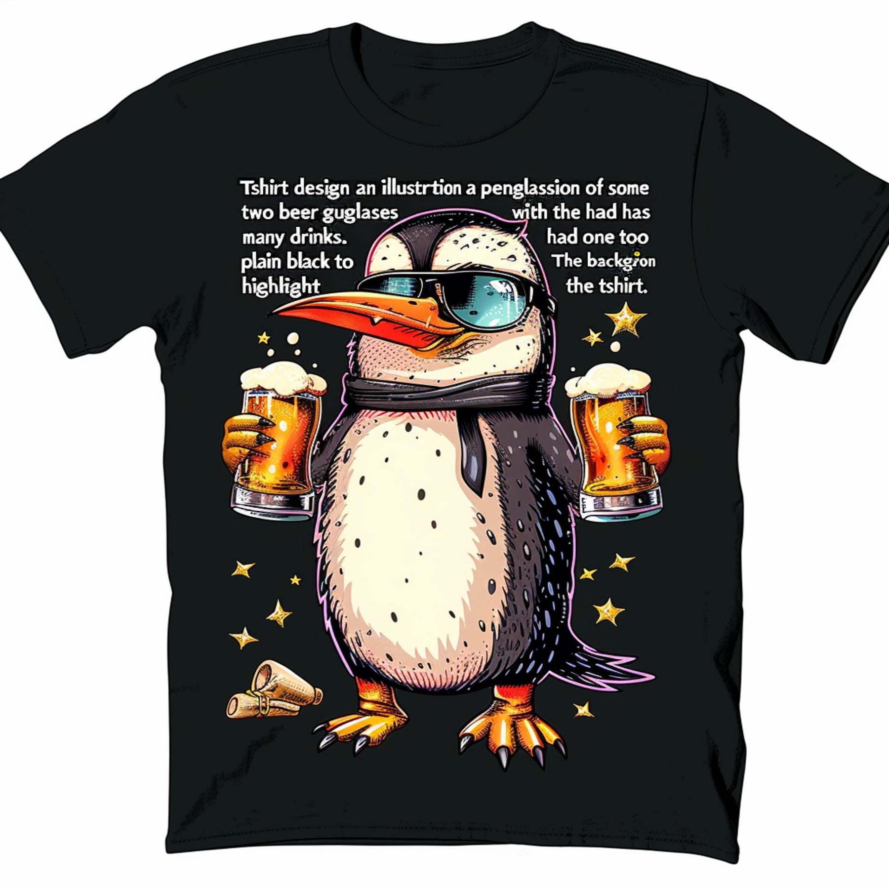 Adorable Penguin Drinking Beer Funny Cartoon TShirt Cute Animal Humor ...