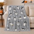 thumbnail image 1 of Adorable Penguin Snow Pattern Whimsical Winter, Festive Holiday Scene, Warm Flannel Blanket for Sunroom and Reading Nook, Art Lovers Housewarming Gift, Playful Home Decor, 1 of 9