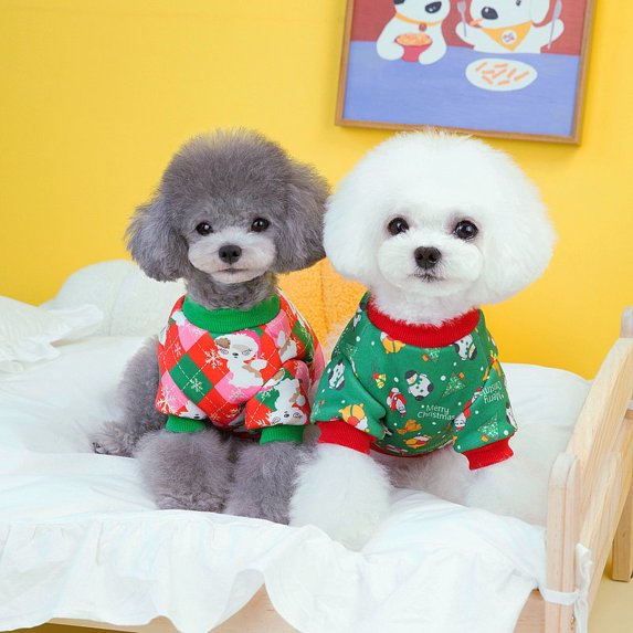 Adorable Pet Clothes for Cats & Small Dogs - Christmas Dog Printed Puppy Clothes Soft Breathable Puppy Christmas Printed Pet T-Shirt Colorful Dog Outfits Puppy Sweatshirt Pullover Clothes