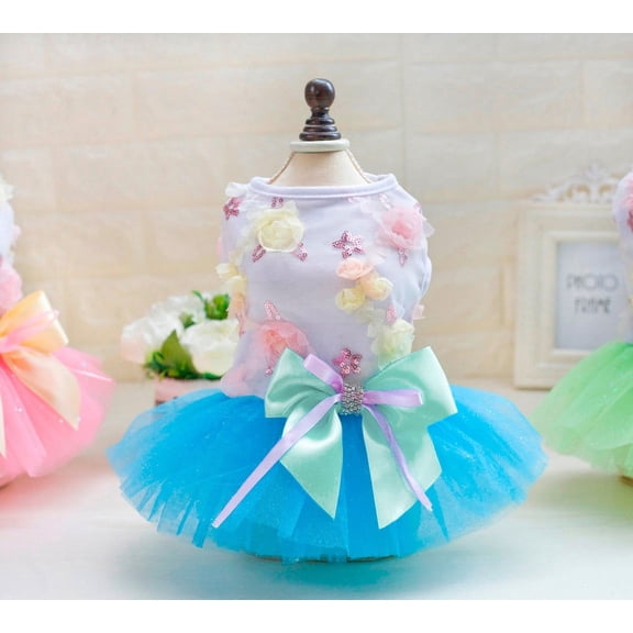 Adorable Pet Dog Puppy Dress Apparel Skirt Outfit with Grid Pattern for Small Medium Size