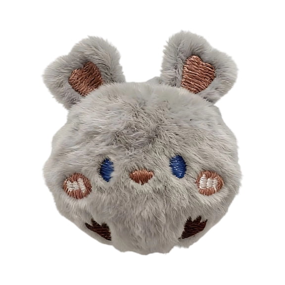 Adorable Pet Plush Thorn Ball, Embroidered Cartoon Animal Face, Soft Fuzzy Texture, Teeth Cleaning Interactive Toy for Indoor Cats & Dogs (Gray)
