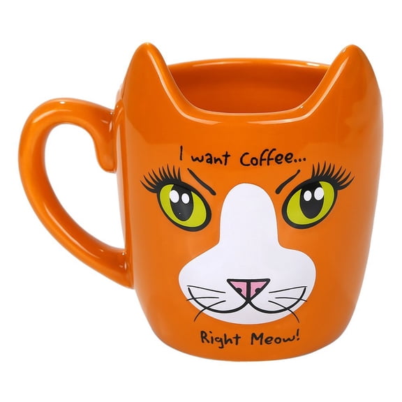 Adorable Pet Puppy Cat Tea Cup Mug Drinkware (I want coffee.Right Meow!)