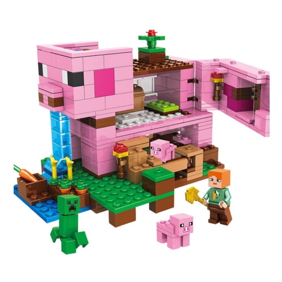Adorable Pig House Building Set, Pixel Animal Dwelling Construction Toy with Cute Pig Character Figure, Creative Scene Building Bricks Kit, Sweet Gift for Animal & Pixel Game Hobbyists