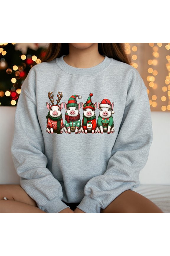 Adorable Pig Shirt, Funny Christmas Shirt, Merry Christmas Shirt, Christmas T-Shirt, Holiday Sweatshirt, Trendy Hoodie - Customizable Festive Apparel