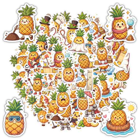 Adorable Pineapple Stationery Stickers Fun Kids Stickers Toy Animal Stickers for Phone Luggage Laptop
