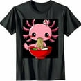Adorable Pink Axolotl Ramen Lover Cartoon T Shirt Fun Anime Design on