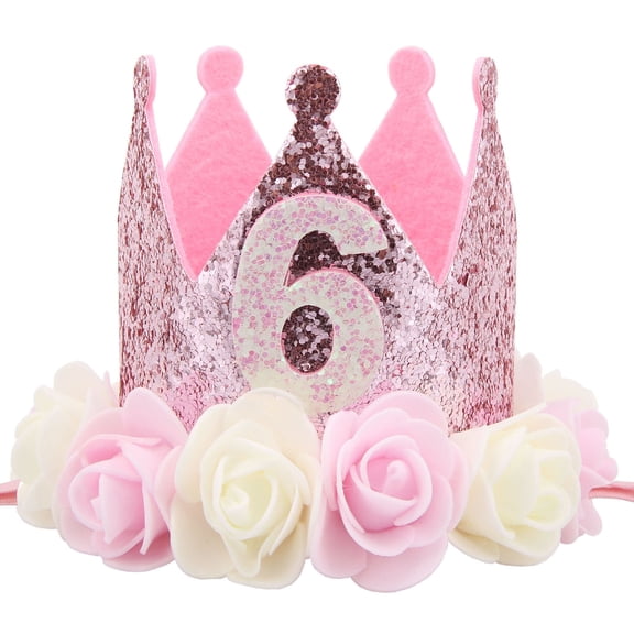 Adorable Pink Birthday Crown Hat for Girls Ages 1-9 DIY Princess Headwear for Party Decor & Photo Shoot