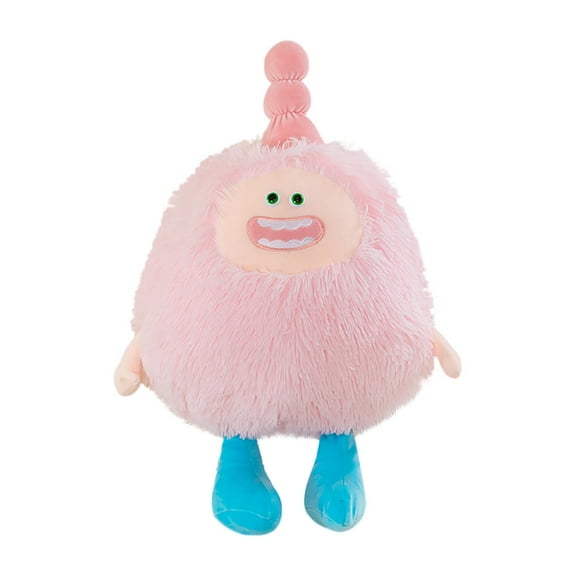 Adorable Pink Fluffy Monster Plush Toy with Blue Feet, Soft and Huggable for Kids and Collectors, 12 Inches