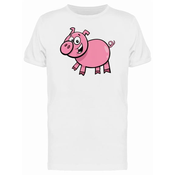 Adorable Pink Happy Pig Cartoon T-Shirt Men -Image by Shutterstock, Male Medium