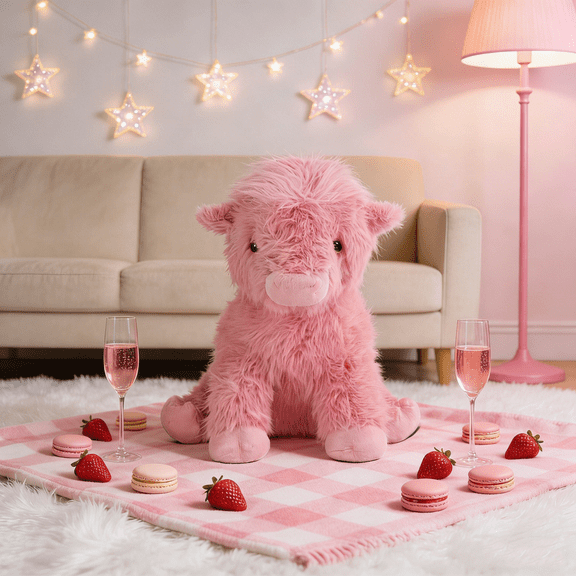 Adorable Pink Highland Cow Stuffed Animal Plush, 10" Soft Toy, Valentine's Day Gift for Women Men, Birthday Present, New Year Home Decor