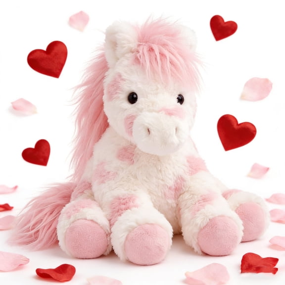 Adorable Pink Horse Stuffed Animal Plush, 10" Large Soft Toy, Valentine's Day Gift for Women Men, Birthday Mother's Day Present, New Year Easter Home Decor