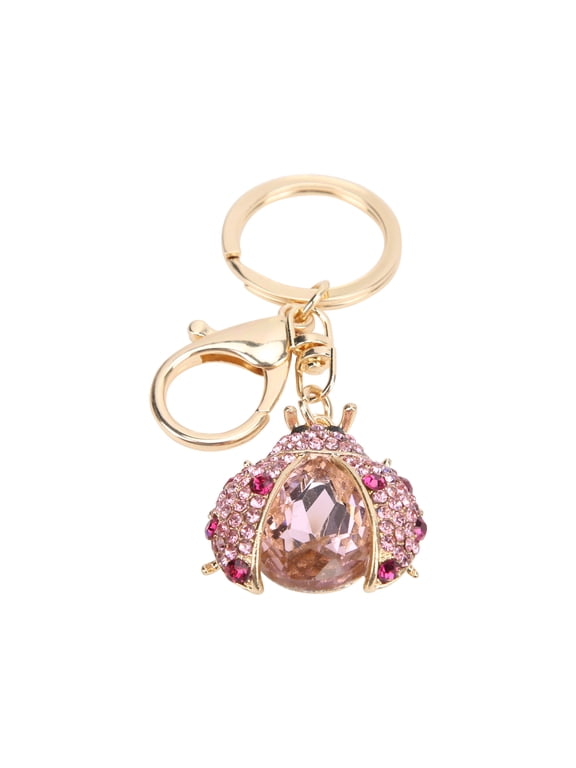 Adorable Pink Ladybug Keychain Cute Purse Charm Backpack Accessories Animal Key Chains for Women and Girls, Premium Metal Ring for Car Keys, Handbags, and Totes (5.12 inches / 13.0 cm)
