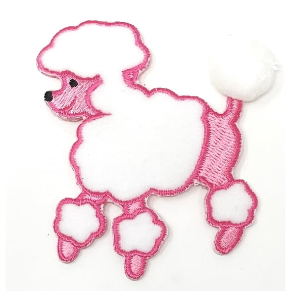 Adorable Pink Poodle Skirt Iron-On Applique with Poof Tail - 3 Inches Tall