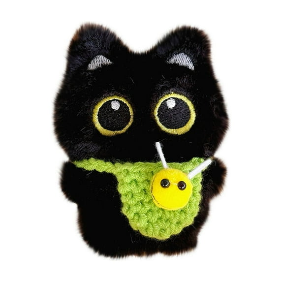 Adorable Plush Black Cat Keychain, Soft Cute Bag Charm Backpack Accessories,Excellent Gift for Cat Lovers, Gift for Girls Women(I)