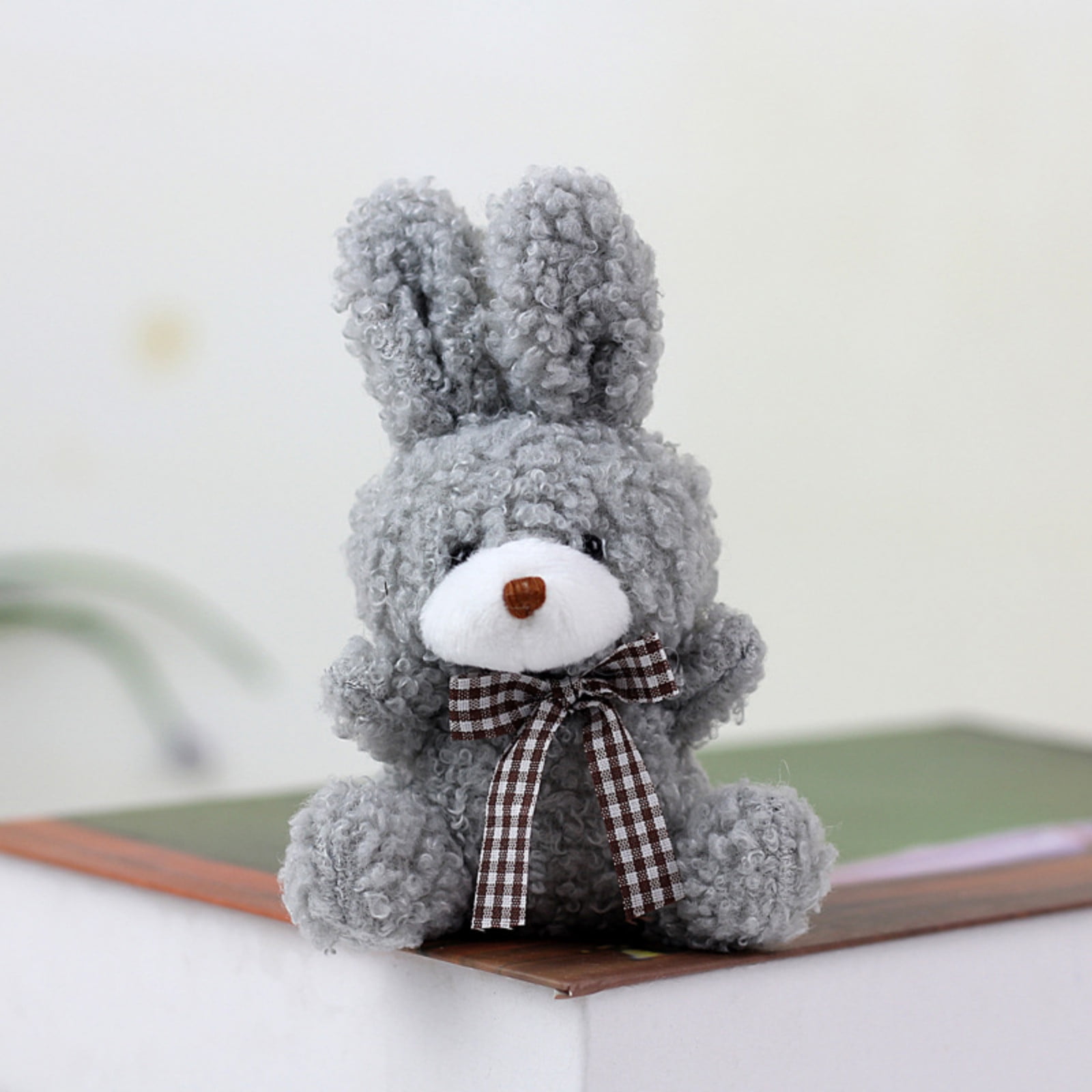 Adorable Plush Bunny Toy for Kids Soft Pink Stuffed Animal with Bow Tie ...