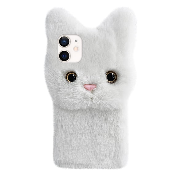 Adorable Plush Cat Phone Case Furry Phone Protector Compatible for iPhone 11