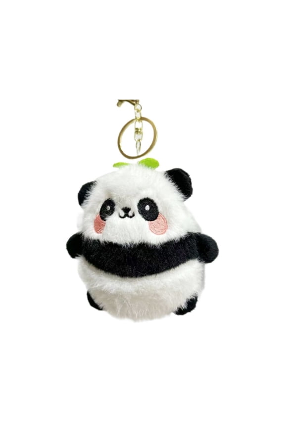 Adorable Plush Panda Keychain with Leaf Accent, Soft Stuffed Animal Bag Charm, Cute Fluffy Panda Key Holder for Kids, Girls, Boys, Backpack, Purse, Car Decoration, Gift Idea for Panda Lovers