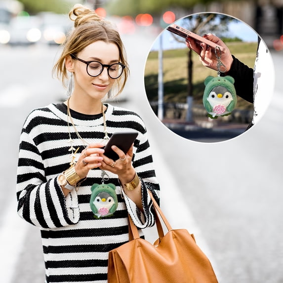 Adorable Plush Penguin Pendant Toy - Soft Stuffed Animal Keychain for Girls, Kids & Women, Cute Gift Bag Charm, Home Decor, 3.94 Inch Green