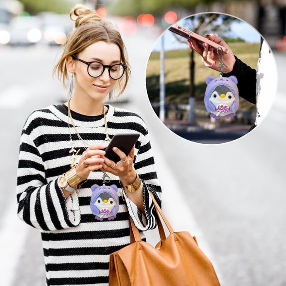 Adorable Plush Penguin Pendant Toy - Soft Stuffed Animal Keychain for Girls, Kids & Women, Cute Gift Bag Charm, Home Decor, 3.94 Inch Purple