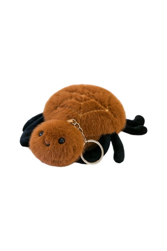 Adorable Plush Spider Keychain - Brown Fluffy Spider Pendant with Key Ring, Portable Size, Cozy Stuffed Design for Backpacks, Car Keys & Spooky Cute Gift