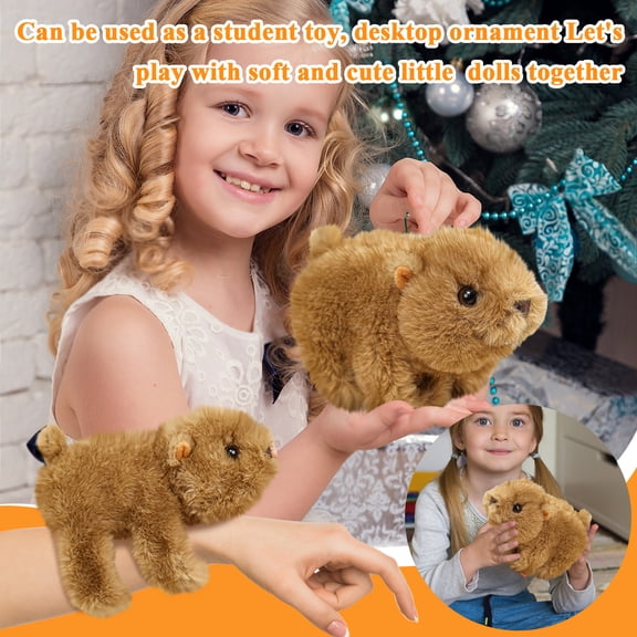 Adorable Plush Toy Pop-Up Ring Cute And Adorable Groundhog Bracelet Plush Toy Pat Circle Scarf Mouse Doll Children'S Gift Doll Brown