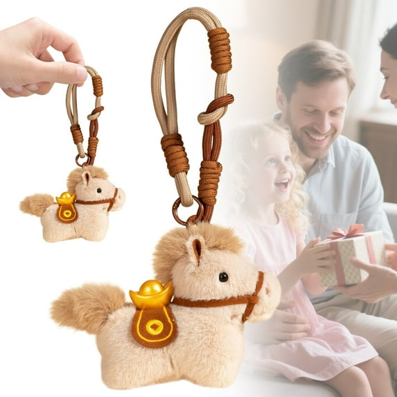 Adorable Plush Zodiac Horse Toy, Chinese New Year Horse Plush, 2026 Year of The Horse Plush Ornament with Lanyard, Cute Spring Festival Decorations Horse Hanging Plush