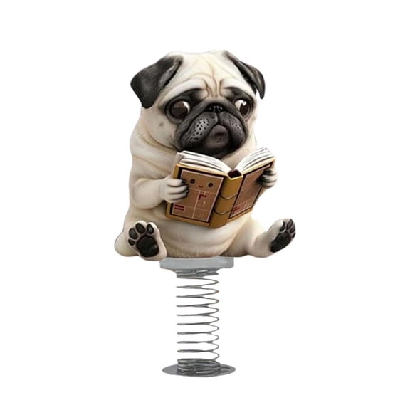Adorable Pug Acrylic Car Dashboard Decorations, Lovely Dog Acrylic Spring Shaking Ornaments, Car Dashboard Funny Toy, Cute 2d Decorations Shaped Accessories for Car - Type A