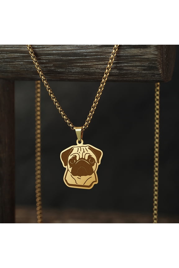 Adorable Pug Dog Women Men Necklace Stainless Steel Jewelry Lovely Animal Pendant Necklace Birthday Gift