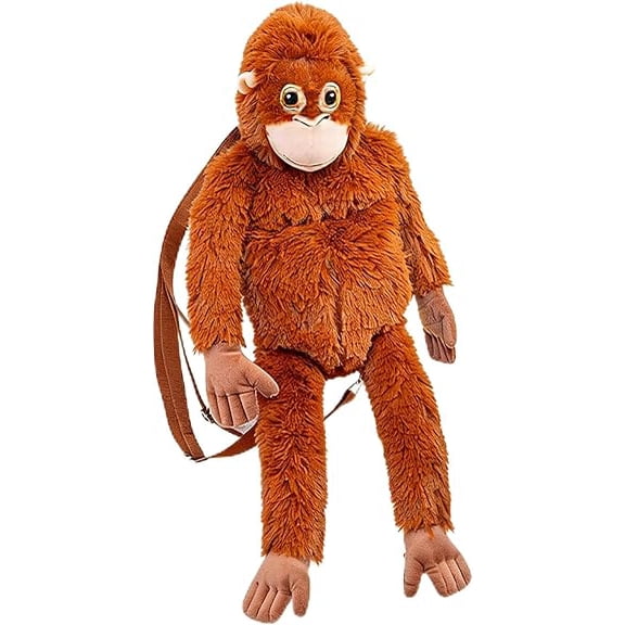 Adorable Punch Monkey Backpack with Leash Fluffy Monkeys Stuffed Animals Shoulder Backpacks Lifelike Monkey Leash Casual Bag