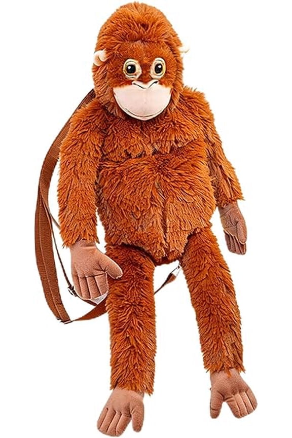 Adorable Punch Monkey Backpack with Leash Fluffy Monkeys Stuffed Animals Shoulder Backpacks Lifelike Monkey Leash Casual Bag