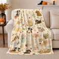thumbnail image 1 of Adorable Puppy Garden Illustration Cream, Playful Pet Portrait Pattern, Warm Flannel Blanket for Living Room and Reading Nook, Dog Lovers Friendship Gift, Pet Lover Home Decor, 1 of 7