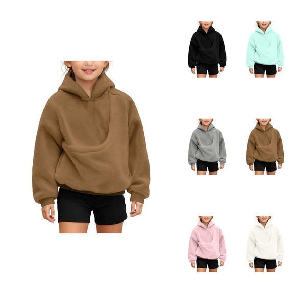 Adorable Puppy Print Hooded Sweatshirt, Girls' Long Sleeve Pullover with Adjustable Shoulder Straps and Front Pockets, 6-16 Years