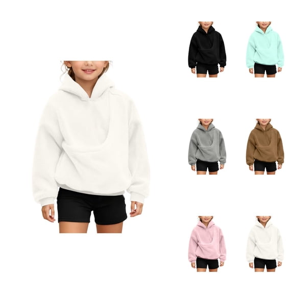 Adorable Puppy Print Hooded Sweatshirt, Girls' Long Sleeve Pullover with Adjustable Shoulder Straps and Front Pockets, 6-16 Years