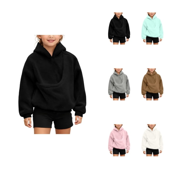 Adorable Puppy Print Hooded Sweatshirt, Girls' Long Sleeve Pullover with Adjustable Shoulder Straps and Front Pockets, 6-16 Years