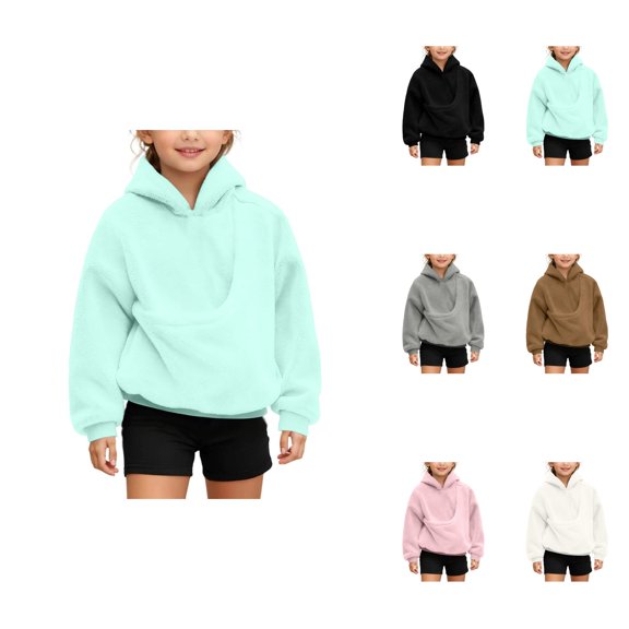 Adorable Puppy Print Hooded Sweatshirt, Girls' Long Sleeve Pullover with Adjustable Shoulder Straps and Front Pockets, 6-16 Years