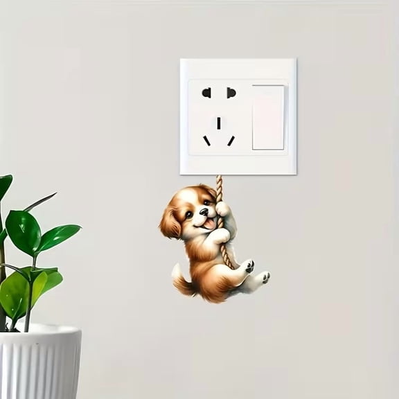 Adorable Puppy Switch Stickers for Light Switches - Cute Dog Wall Decor for Dog Lovers, Removable Decals for Bedroom, Living Room, Bathroom, Home Office, and Rental Spaces