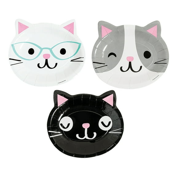 Adorable Purr-Fect Party Cat-Shaped Paper Dinner Plates - 8 Count