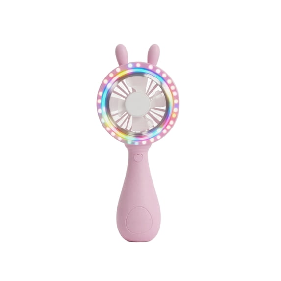Adorable Rabbit Shaped Portable Personal Desk Fan Rechargeable Cordless Fan for Home Desktop Bedside Table and Travel Compact Air Circulator Gift, Pink