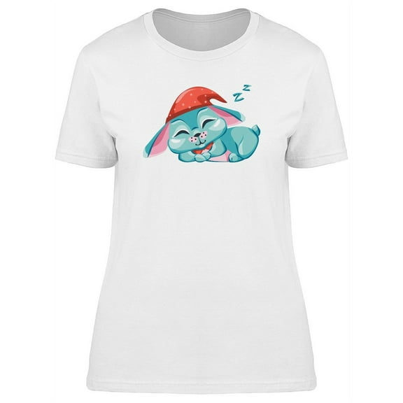 Adorable Rabbit Sleeping Cartoon T-Shirt Women -Image by Shutterstock, Female Large