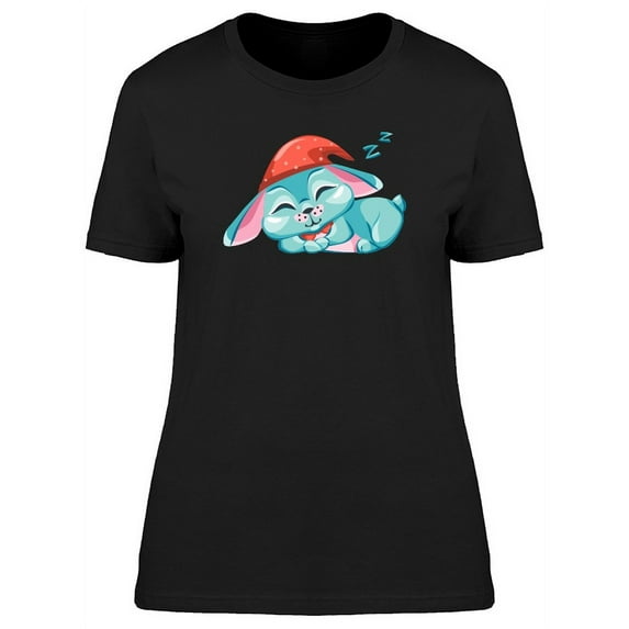 Adorable Rabbit Sleeping Cartoon T-Shirt Women -Image by Shutterstock, Female XX-Large