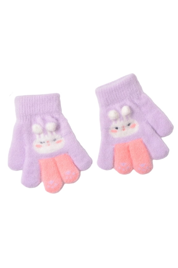 Adorable Rabbits Shaped Gloves For Children Cozy Fleece Handwear Easy Clean Winter Essential