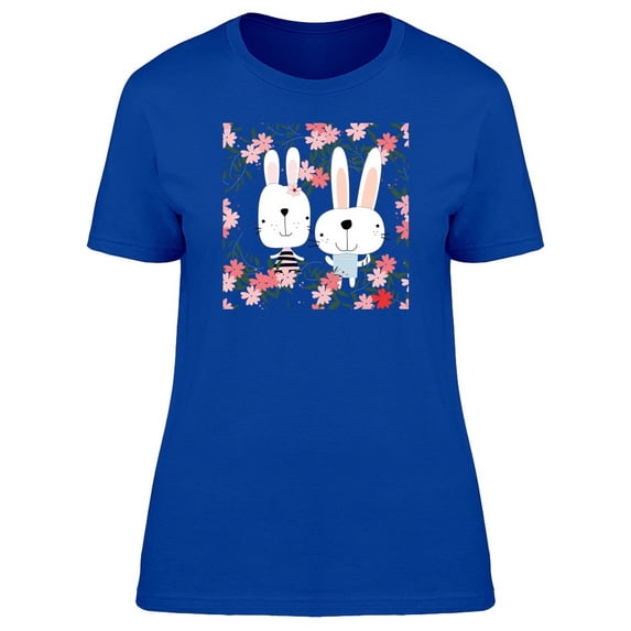 Adorable Rabbits With Flowers T-Shirt Women -Image by Shutterstock, Female x-Large