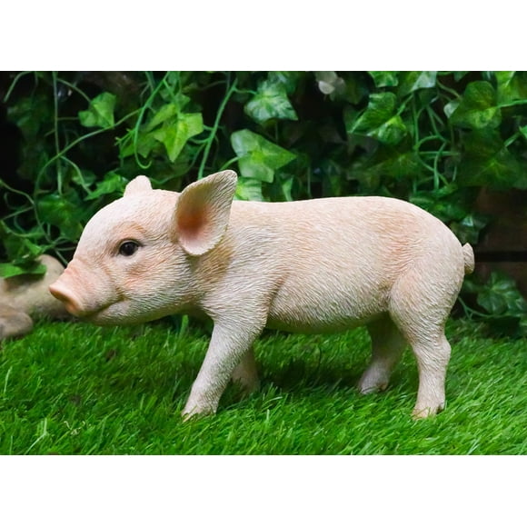 Adorable Realistic Animal Farm Babe Piglet Pig Statue 8"L Rustic Country Pigs